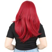 Kahkülsüz Fiber Sentetik Orta Boy Düz Peruk - Kızıl H9046-850A-PM-14X thumbnail 4