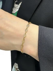 Düz Sade Aynalı İtalyan Zincir Günlük Kullanım Altın Bileklik thumbnail 1