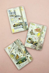 Nostaljik Retro Kelebek A7 Not Defteri , Lastikli Cep Defteri - Krem thumbnail 4