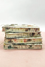 Nostaljik Retro Kelebek A7 Not Defteri , Lastikli Cep Defteri - Krem thumbnail 5