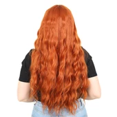 Perçemli Uzun Su Dalgası Fiber Sentetik Peruk- Bakır H7620-119-PM-14X thumbnail 4