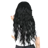 Perçemli Uzun Su Dalgası Fiber Sentetik Peruk- Siyah H7620-1-PM-14X thumbnail 2