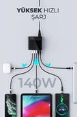 Havit 140W Gan Teknoloji 5-Portlu PD 3.1 Göstergeli Hızlı Şarj Cihazı (Macbook, Iphone Uyumlu) - 5
