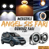 Fiat Fiorino 2008-2023 Uyumlu Üniversal Mercekli Angel Sis Farı Metal Su Geçirmez 76 mm Turuncu Halkalı Gündüz Farı - 1