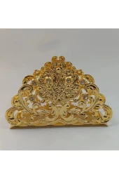 Metal Gold İşlemeli Kristal Taşlı Lüks Peçetelik - 2
