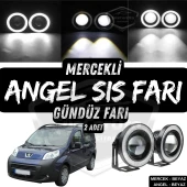 Peugeot Bipper 2008-2022 Uyumlu Üniversal Mercekli Angel Sis Farı Metal Su Geçirmez 76 mm Beyaz Halkalı Gündüz Farı thumbnail 1