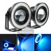 Peugeot Bipper 2008-2022 Uyumlu Üniversal Mercekli Angel Sis Farı Metal Su Geçirmez 76 mm Buz Mavi Halkalı Gündüz Farı thumbnail 3