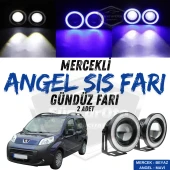 Peugeot Bipper 2008-2022 Uyumlu Üniversal Mercekli Angel Sis Farı Metal Su Geçirmez 76 mm Mavi Halkalı Gündüz Farı - 1