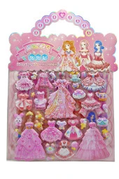 Sticker Kabartmalı Çantalı iki Sayfalı Sticker Seti (HQK010) - 21x17 cm-Anime Kız Giydirme - 2