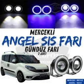 Fiat Doblo D4 2015-2021 Uyumlu Üniversal Mercekli Angel Sis Farı Metal Su Geçirmez 76 mm Mavi Halkalı Gündüz Farı - 1
