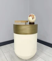 ELEGANT Dekoratif Eskitme Darbuka Krem Sehpa 60cm thumbnail 1