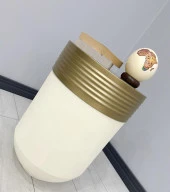 ELEGANT Dekoratif Eskitme Darbuka Krem Sehpa 60cm thumbnail 2