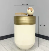 ELEGANT Dekoratif Eskitme Darbuka Krem Sehpa 60cm thumbnail 3