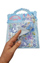 Sticker Kabartmalı Çantalı iki Sayfalı Sticker Seti (HQK016) - 21x17 cm- Mavi Kız Giydirme - 3