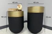 ELEGANT Dekoratif Eskitme Darbuka Siyah Saksı 70cm + Sehpa 60cm İkili Set thumbnail 3