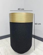 ELEGANT Dekoratif Eskitme Darbuka Siyah Saksı 60cm thumbnail 3