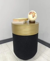 ELEGANT Dekoratif Eskitme Darbuka Siyah Sehpa 60cm thumbnail 1