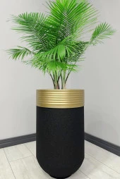 ELEGANT Dekoratif Eskitme Darbuka Siyah Saksı 70cm - 1