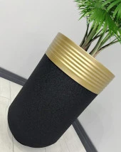 ELEGANT Dekoratif Eskitme Darbuka Siyah Saksı 70cm - 2