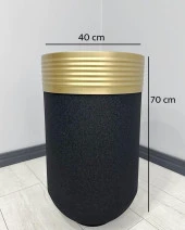 ELEGANT Dekoratif Eskitme Darbuka Siyah Saksı 70cm - 3