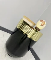 ELEGANT Dekoratif Gold Darbuka Parlak Siyah Sehpa 60cm thumbnail 2