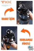 TKK 1200 ML Tek Kapak Çift Kullanım Pipetli/Rahat İçim Tritan Su Matarası-FFTKK1026-1200ML - 5
