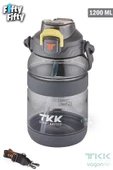 TKK 1200 ML Tek Kapak Çift Kullanım Pipetli/Rahat İçim Tritan Su Matarası-FFTKK1026-1200ML - 4