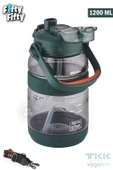 TKK 1200 ML Tek Kapak Çift Kullanım Pipetli/Rahat İçim Tritan Su Matarası-FFTKK1026-1200ML - 11