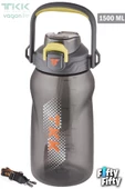 TKK 1500 ML Tek Kapak Çift Kullanım Pipetli/Rahat İçim Tritan Su Matarası-FFTKK1027-1500ML - 2