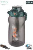 TKK 1500 ML Tek Kapak Çift Kullanım Pipetli/Rahat İçim Tritan Su Matarası-FFTKK1027-1500ML - 12