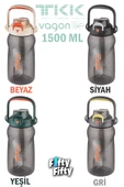 TKK 1500 ML Tek Kapak Çift Kullanım Pipetli/Rahat İçim Tritan Su Matarası-FFTKK1027-1500ML - 9
