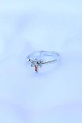 Pirinç Gümüş Renk Ayarlanabilir Renkli Zirkon Taşlı Yusufçuk Yüzük - EBJ240608W24862 thumbnail 2