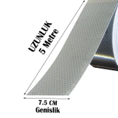 Reflektörlü Bant Beyaz Reflektif Fosforlu Şerit Bant 7.5 cm 5 Metre İkaz Bandı - 2