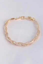 Vip Seri Pirinç Zirkon Taşlı Gold Renk Sarmal Model Bileklik - EBJ240608W24803 thumbnail 1