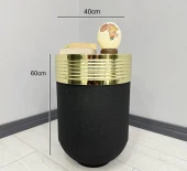 ELEGANT Dekoratif Gold Darbuka Siyah Sehpa 60cm thumbnail 3