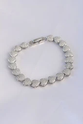 Vip Seri Pirinç Zirkon Taşlı Gümüş Renk Kalp Model Bileklik - EBJ240608W24787 thumbnail 1