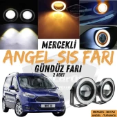 Ford Courier 2014-2023 Uyumlu Üniversal Mercekli Angel Sis Farı Metal Su Geçirmez 76 mm Turuncu Halkalı Gündüz Farı thumbnail 1