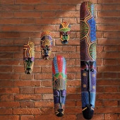 Ahşap Aborjin Mask 100 cm Renkli Duvar Dekoru Maske thumbnail 4