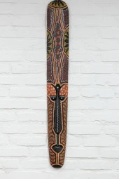 Ahşap Aborjin Mask 100 cm Renkli Duvar Dekoru Maske thumbnail 7