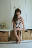 KIZ ÇOCUK MİCKEY LEOPAR MODELLİ PAMUK ŞORTLU TAKIM - 3