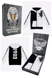 Beşiktaş Orijinal Lisanslı Kartal Baskılı Kapüşonlu Çocuk Sweat Hediyelik Ahşap Kutulu - 4