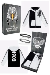 Beşiktaş Orijinal Lisanslı Kartal Baskı Kapüşonlu Çocuk Sweat + Bileklik Set Hediyelik Ahşap Kutulu - 4