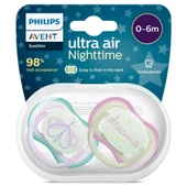 Philips Avent Ultra Air Night Karanlıkta Parlar Gece Emziği 0-6 ay Kız SCF376/19 - 1