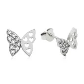 925 Ayar Gümüş Çivili Kelebek Küpe - 1