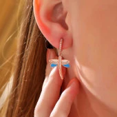 ​Gümüş Rose Sallantılı Yusufcuk Kadın Küpe thumbnail 2