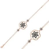 925 Ayar Gümüş Rose Yaşam Çiçeği Bileklik - 2