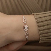 925 Ayar Gümüş Rose Oval Baget Bileklik thumbnail 3