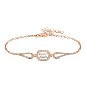 925 Ayar Gümüş Rose Dikdörtgen Baget Bileklik thumbnail 1