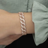 925 Ayar Gümüş Rose Taşlı Gurmet Bileklik thumbnail 4