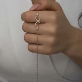 ​925 Ayar Gümüş Rose Kelebek Kadın Bileklik - 5